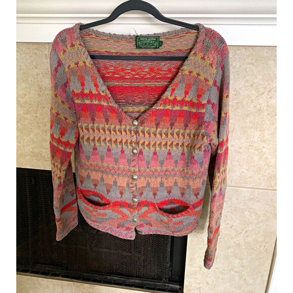Ralph Lauren Sweaters - Ralph Lauren Country Vintage Women’s 100% Cotton Southwestern Cardigan L